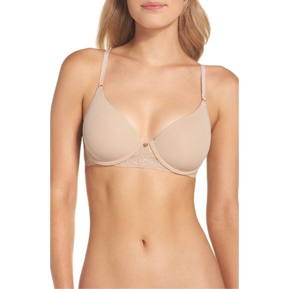 🆕NATORI Bliss Full Underwire T-Shirt Bra Nude Beige 32DD #721154